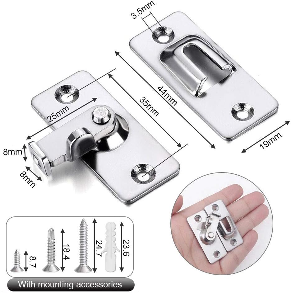 GOLRISEN Door Hasp Latch,Sliding Door Lock,90 Degree Flip Door Lock