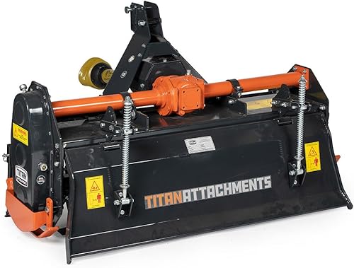 Titan Attachments 48in PTO Driven Rotary Tiller, Categoría 1, Enganche de 3 puntos, Engranaje de una sola velocidad, Las púas en forma de L trabajan