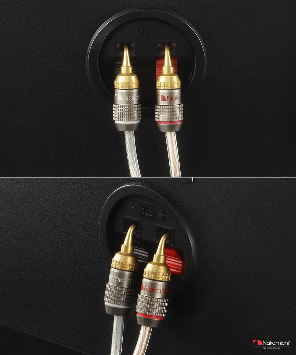 Nakamichi FanLock Excel placcato oro 24 carati 2mm Pin Spine a banana connettore, 10 AWG - 18 AWG spessore 4mm, per cavo amplificatori di altoparlanti, Hi-Fi Connessione rapida, 4 pezzi (2 paia)