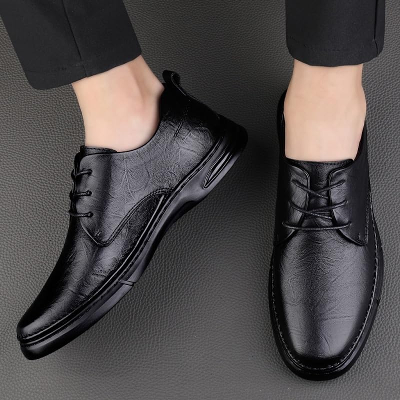 Men's Stitching Leather Lace-Up Dress Oxford Shoes Comfortable Anti-Slip Pointed Toe Causal Shoes Business Party Formal Shoes2