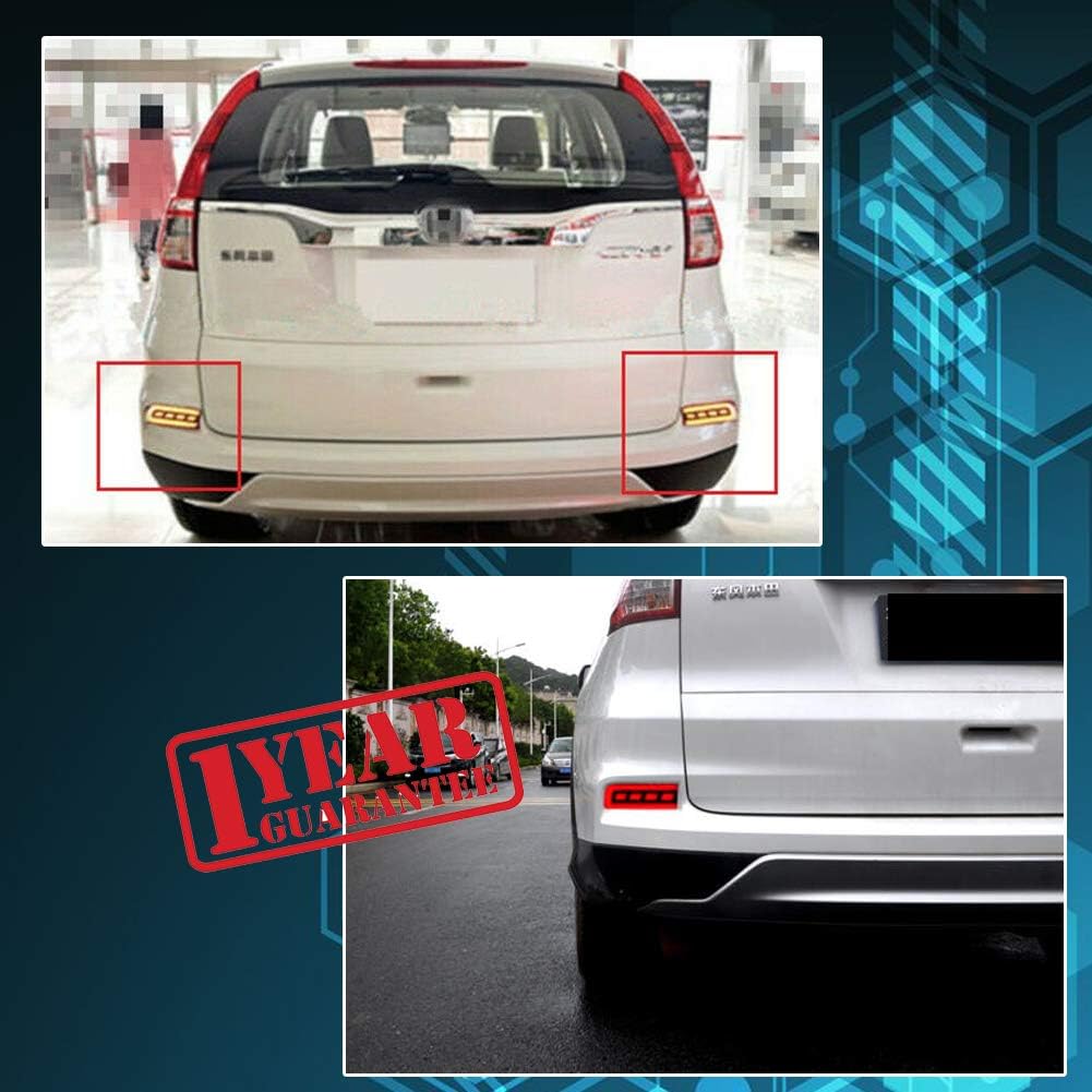 for 2015 2016 Honda CRV CR-V Rear Bumper Reflectors Rear Fog Light Brake light & Tail Light Lamps Red Lens Red LED color