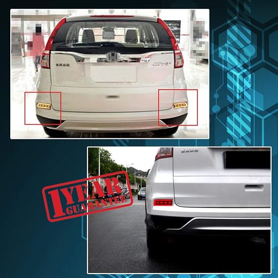 for 2015 2016 Honda CRV CR-V Rear Bumper Reflectors Rear Fog Light Brake light & Tail Light Lamps Red Lens Red LED color