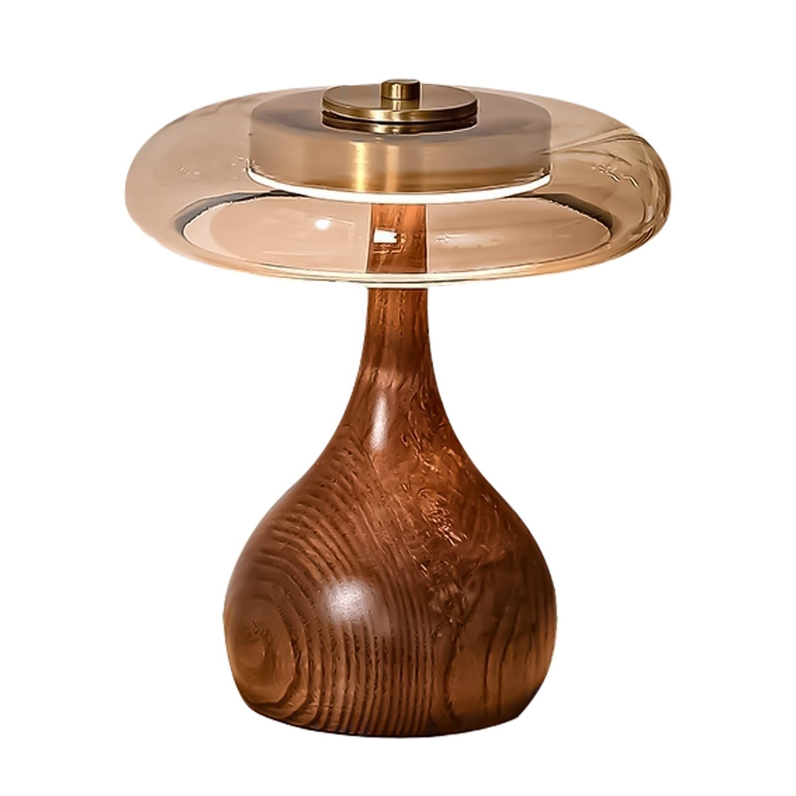 Lamp Lampada da Tavolo a Forma di Fungo in Legno Senza Fili, Stile Giapponese, Camera Letto, Soggiorno, Lampada Vintage, Creativa a in, Studio, in Vetro, luci Comodino (Stile A) Lampada