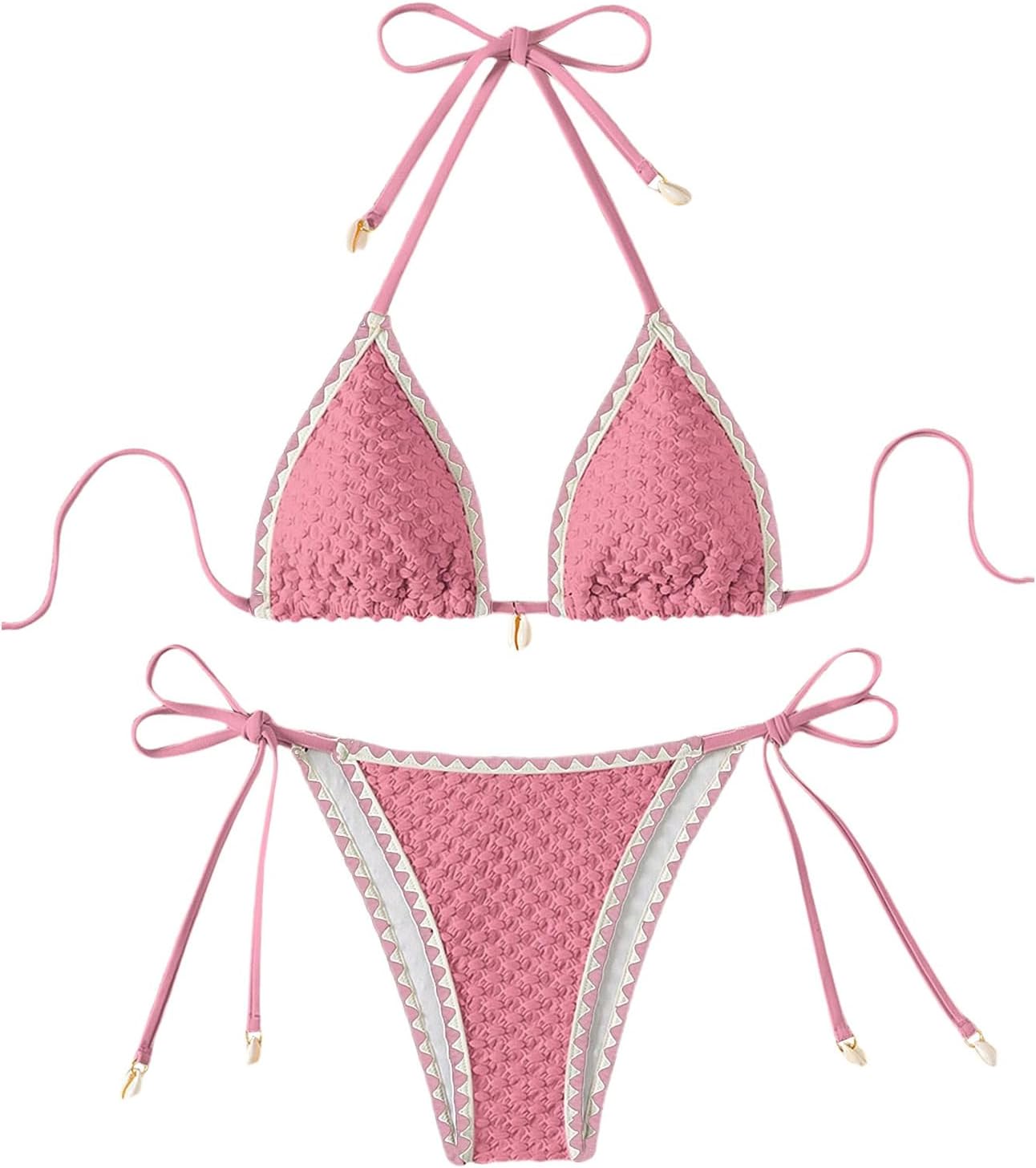 SHENHE Women's 2 Piece Triangle Tie Side Beach Bikini Sets Geo Print Halter Swimsuit Bathing Suit