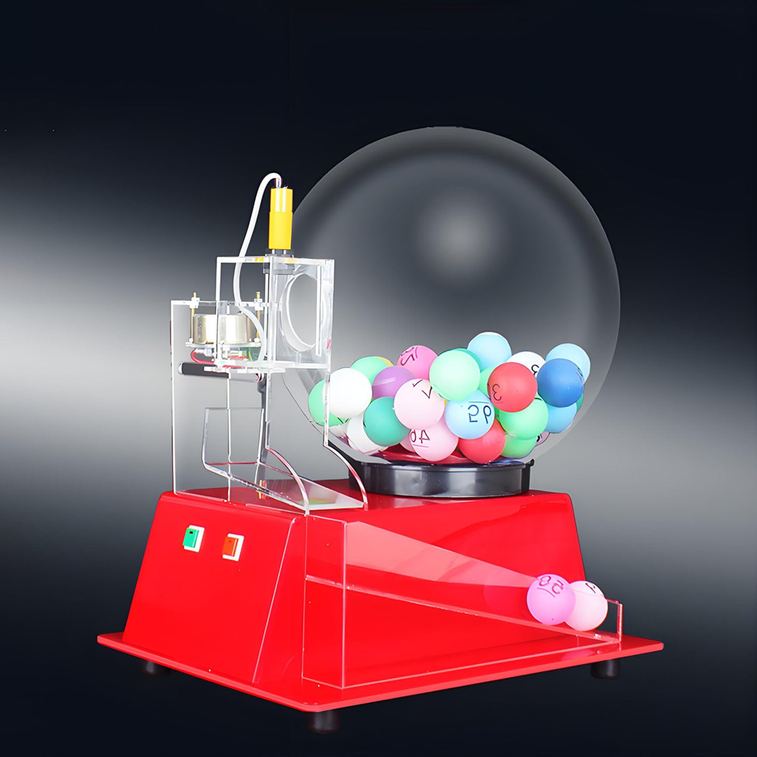 Zestaw Deluxe Bingo, Maszyna do Lotto Bingo, Automatyczny Wybieracz Numerów Kul z Kulami Wywołującymi, Kolorowe Żetony, Zestawy do Gry w Bingo dla Dorosłych, Duża Grupa Rodzinna Red