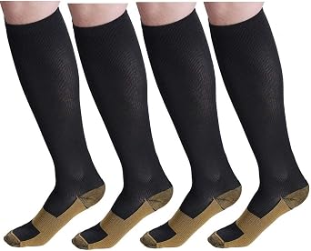 Graduated Compression Socks 4 Pair Women Men for Medical Sports Travel