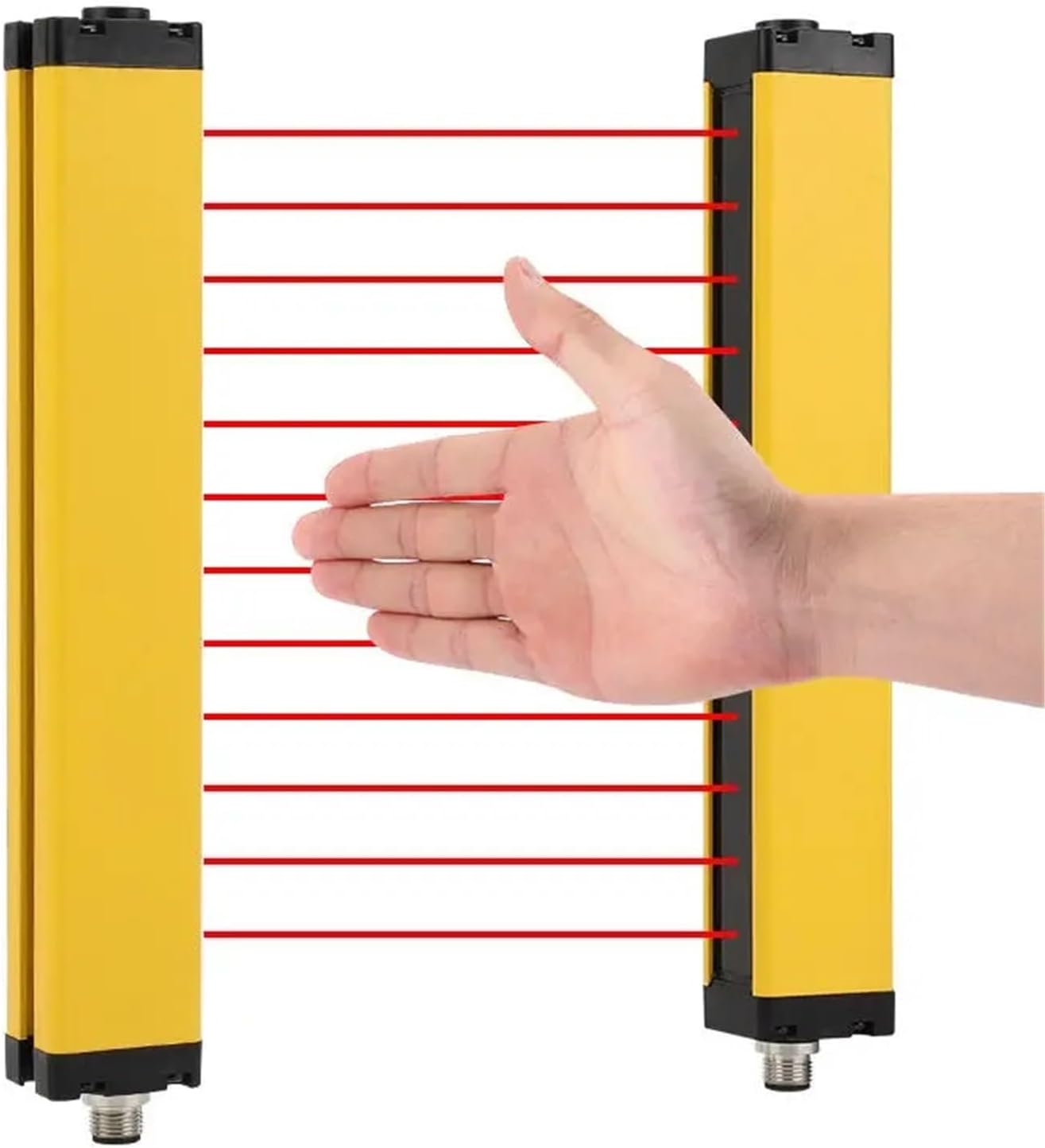 SN-G4008J 8 Beams 40mm Resolution Optical Synchronization SYNC Safety Light Curtain Sensor Infrared Sender Receiver(PNP NC)