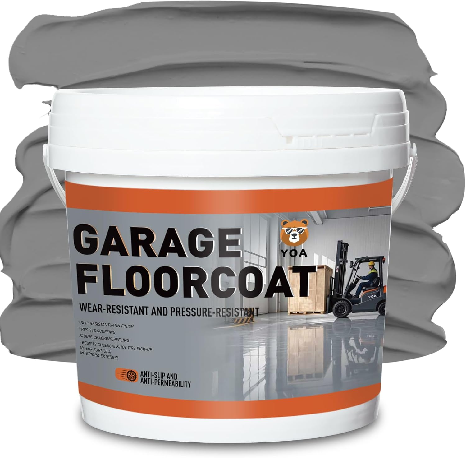 YOA Professional Concrete Garage Floor Paint, (1-Gallon/Light Gray), Acrylic Resin Coating, Suitable for Indoor Outdoor Garage, Basement, Factory,Etc. Scratch Resistant, Low VOC, Ready to Use