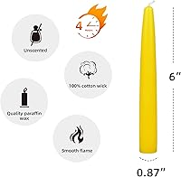 Vista 5 de Zest Candle Velas cónicas de 12 piezas, 6 pulgadas, color amarillo