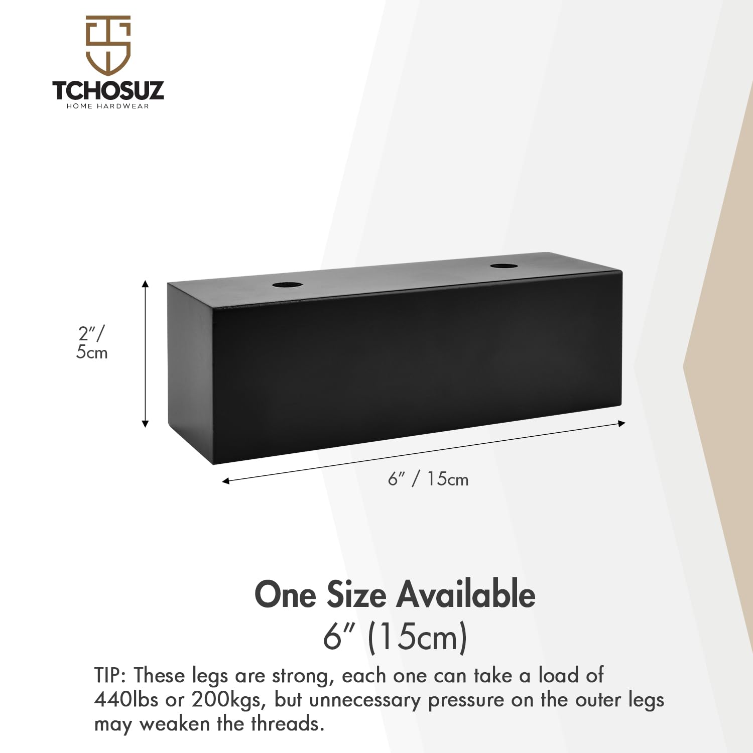 2 Inch Solid Wood Furniture Legs, 4 Pack Black Block Corner Legs, I-Shaped Sofa Feet & Bed Risers for Couch Bed Frame - Image 4