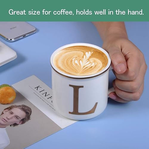 Miniatura 6 de Miicol Taza de café de cerámica de 16 onzas, taza de café con monograma, taza de té con inicial dorada, taza de té personalizada, regalo único, taza