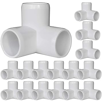 DMAKS 3 way pipe fittings, Easy To Connect Impact Resistant Stable UPVC Tee Connector 1/2 inch Inner Diameter for Furniture Installation for Tent Connection (10 pc)