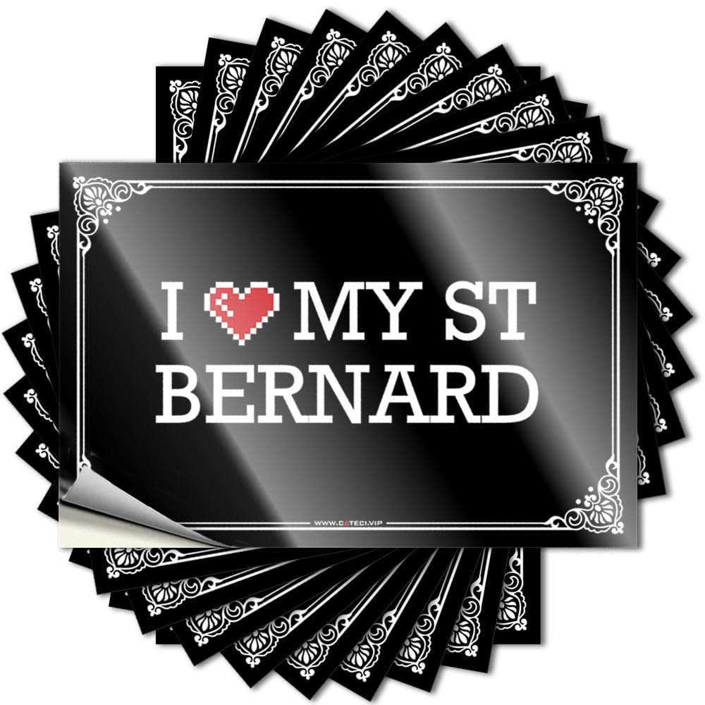 Tiki, Tattoo Funny Tumbler Quote Stickers, Personalized No Residue Decals for Luggage | Things Party Favor Custom I Love My St Bernard(6X9CM)