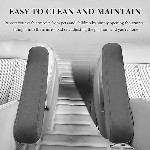 Miniatura 6 de 2 fundas para reposabrazos de asiento delantero de automóvil, tela elástica suave, protectores de reposabrazos de repuesto, funda transpirable para