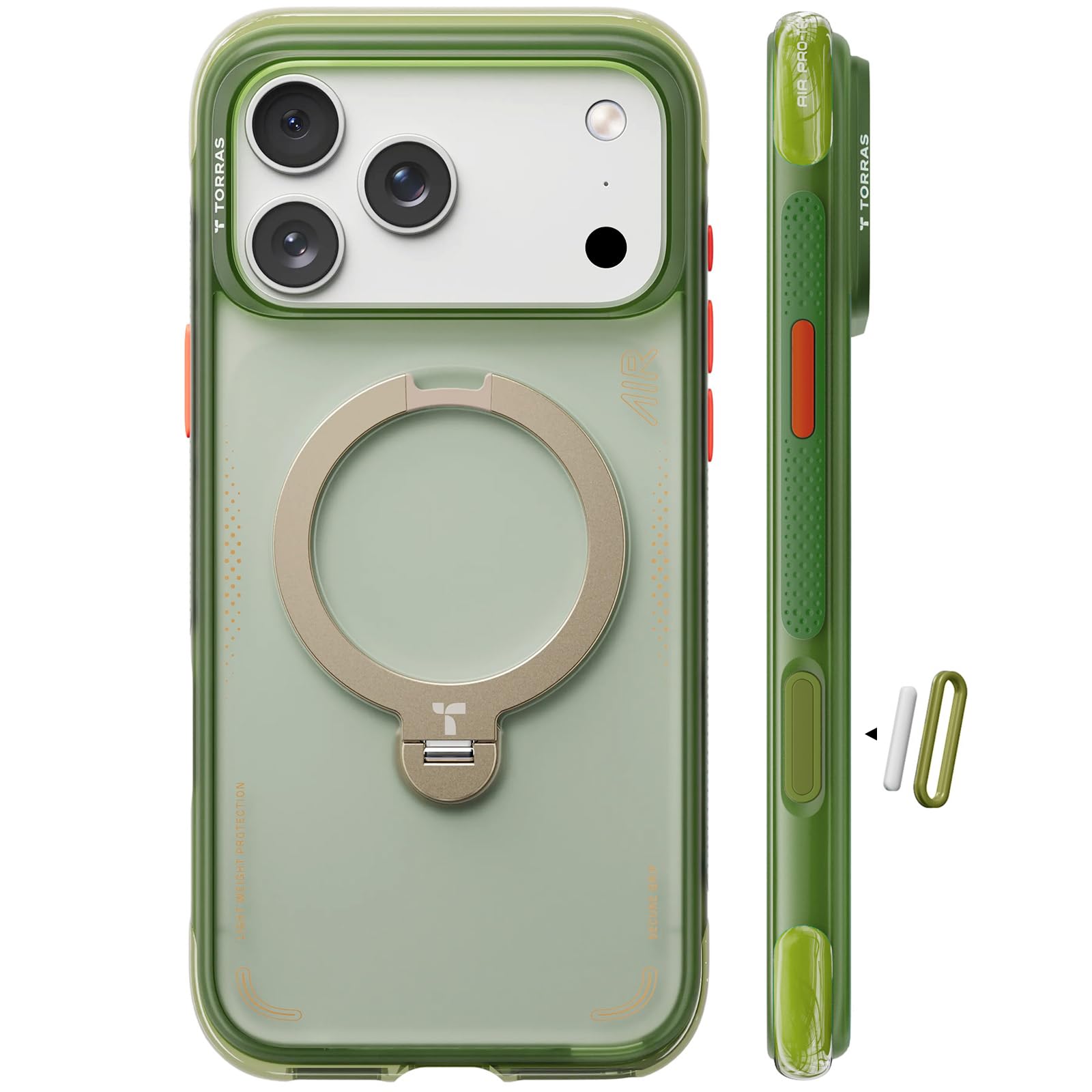 TORRAS Ostand Q3 Air for iPhone 17 Pro Max Case with Real Airbags