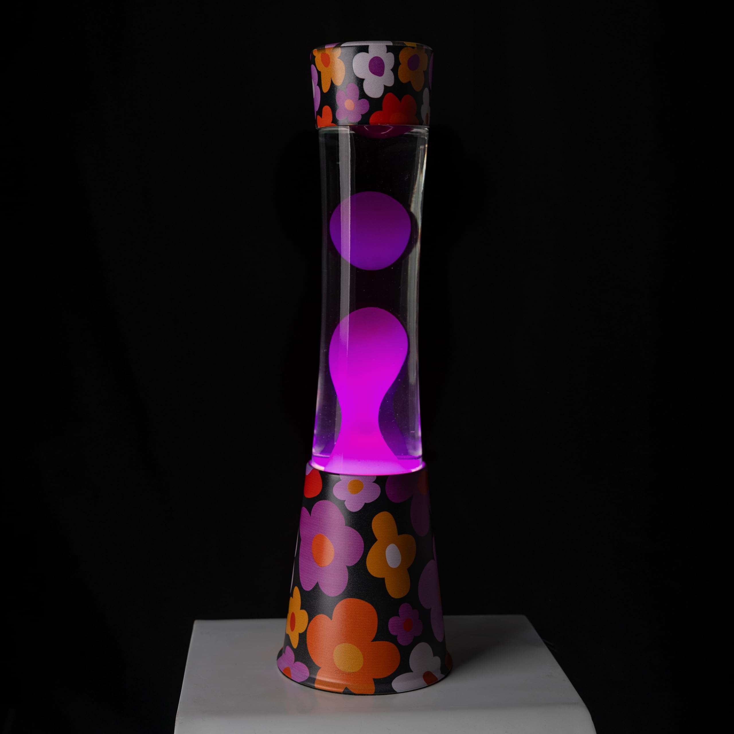 Fisura - Lavalamp. Lamp met ontspannend effect. Inclusief reservelamp. 11 cm x 11 cm x 39,5 cm. (Oranje, chroom