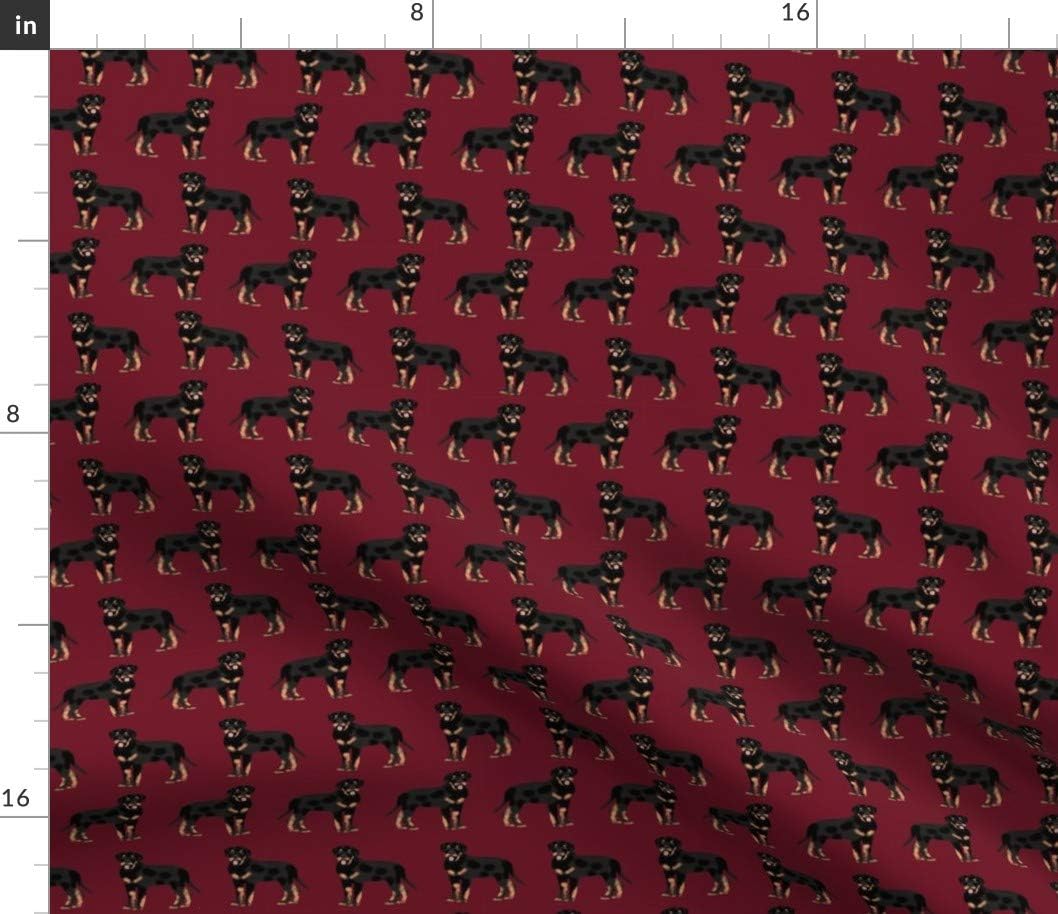Spoonflower Fabric - Rottweiler Dogs Red Rottweilers Pets Pet Small Portrait Printed on Petal Signature Cotton Fabric by The Yard - Sewing Quilting Apparel Crafts Decor