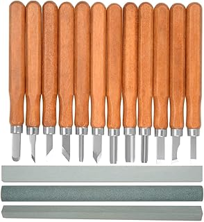 EuisdanAA Zestaw narzędzi do rzeźbienia w drewnie Dłuto do obróbki drewna Gouge Wood Handle z osełkami i futerałem dla początkujących 12 sztuk(Juego de herramientas para tallar madera, cincel para t