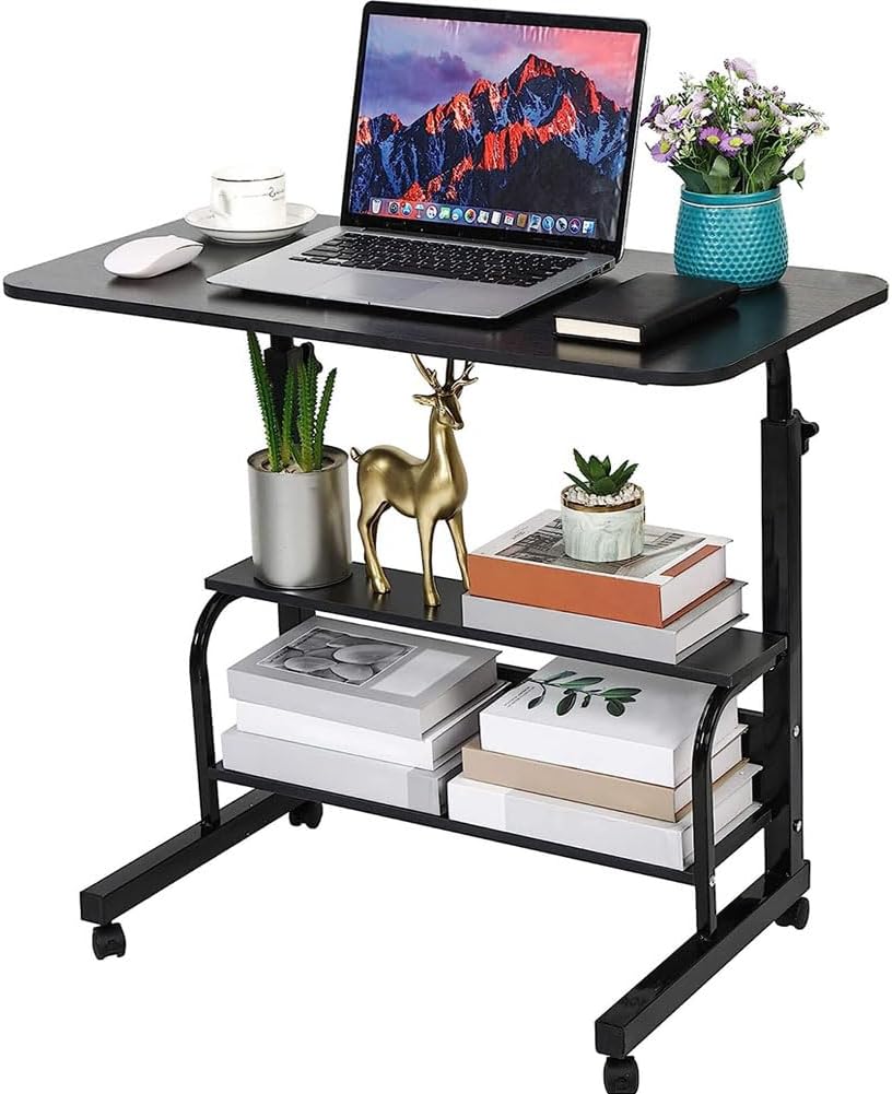 Amazon サイドテーブル キャスター付き オフィスデスク サイドテーブル 介護用テーブル パソコンデスク 昇降式テーブル オフィス