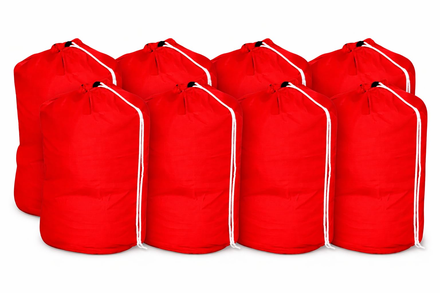 INCO-CARE Durable Laundry Bag with Drawstring and Carry Handle, Heavy Duty Reusable, Colour-Coded, Machine Washable 95°C. (Pack of 8, Red)