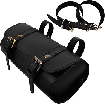 Gatuida Vintage Motorcycle Handlebar Bag Retro PU Hard Saddlebag Mini Tail Tool Pouch for Cruiser Scooter Bike Storage Weatherproof Accessory