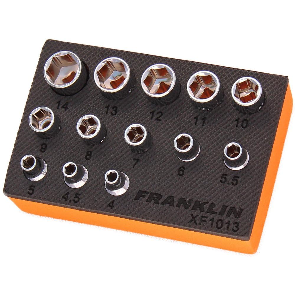 Franklin 1/4" Drive Low Profile Socket Set 6 Pt 13 Pce 17Mm Ht Tools Xfl13