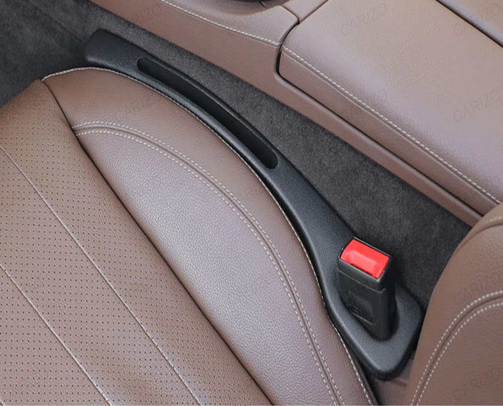 CARIZO 2 Pack Car Seat Side Gap Filler Black, Slot for Storing Phone, Cards & Coins, Seat Gap Plug Strip Prevent Things from Dropping Compatible with Volkswagen Passat (Type-I) 2007-2010