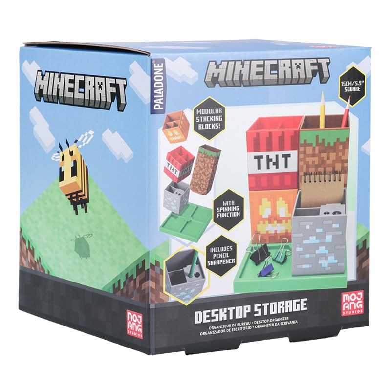 Miniatura 8 de Paladone Minecraft Desktop Organizer, 4 Modular Blocks, Customizable Stationery Holder for Pencils Pens & Markers, Minecraft Gamer Decor, Desk