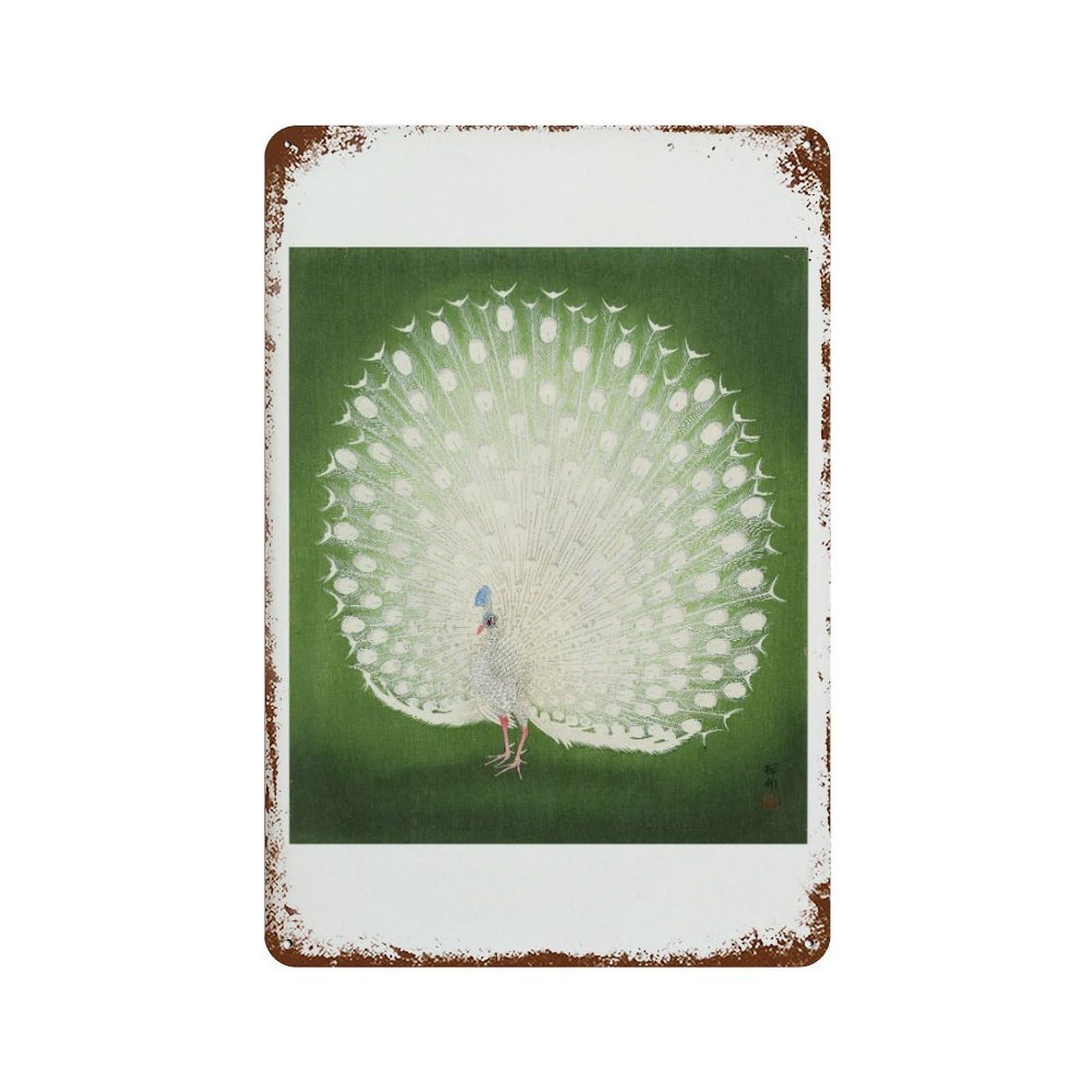 xiaoxiaoshen Ohara Koson White Peacock Japanese Wall Decor Art Metal Tin Poster Modern Home Decor Art Home Bar Shop Decorations Vintage Sign 30x20cm