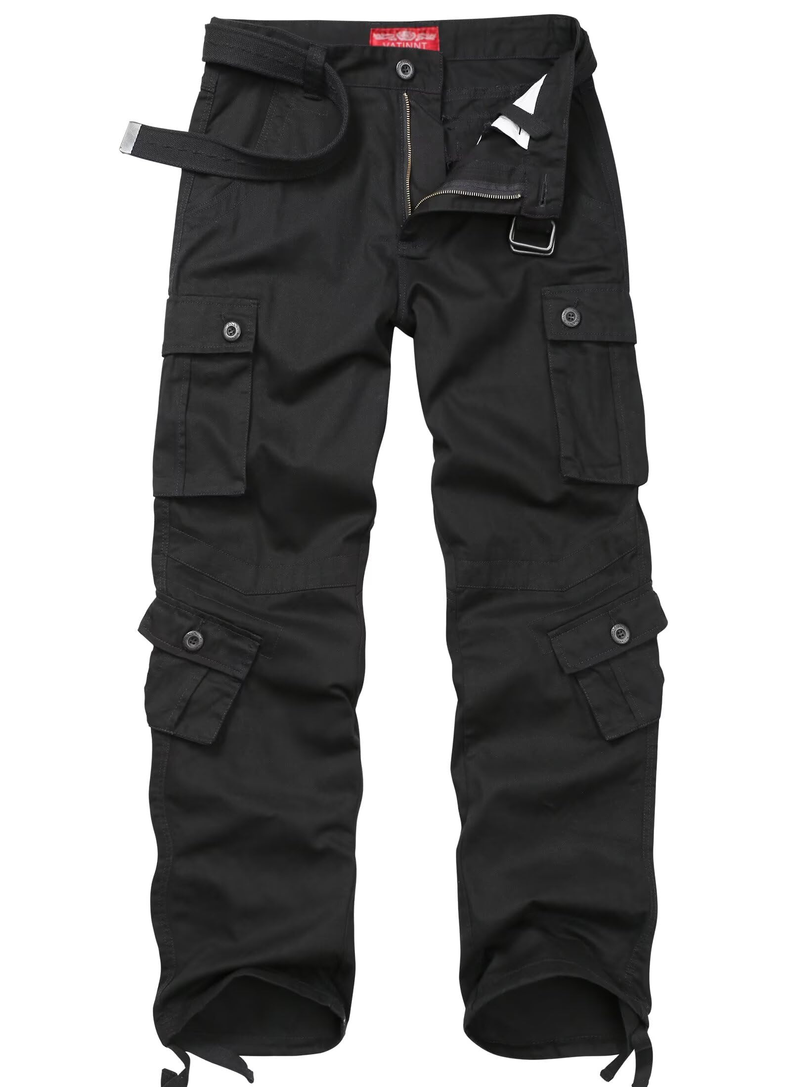 Men's Cargo Trousers Ripstop Combat Camo Trousers Casual Tactical Work Pants with 8 Pockets No Belt