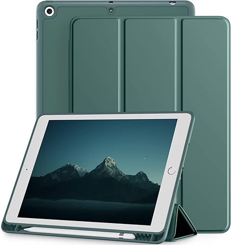 Miniatura 59 de Mastten Funda compatible con iPad de 9ª/8ª/7ª generación, para iPad de 10.2 pulgadas con soporte para lápiz, cubierta trasera de TPU Smart Stand