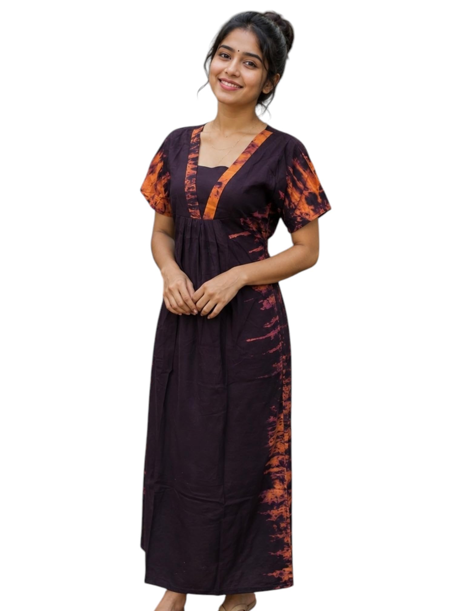 Pure Cotton Batic Printed Frock Nighy Regular Night Wear-image-48