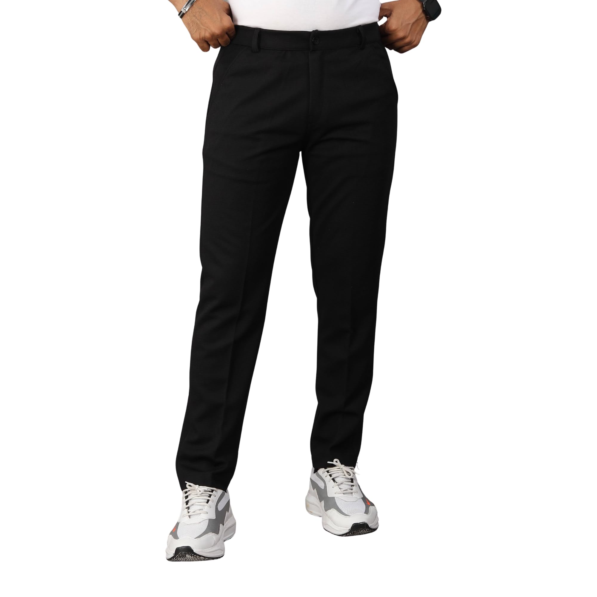 combraided Men’s Premium Waffle-Textured Slim Fit Trousers | Formal & Casual Wear Pants for Office, Business, Party & Daily Use | Waffle Polyester/Polycotton Fabric-picture-15