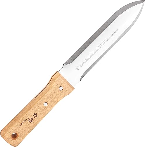 Miniatura 2 de Nisaku NJP640 Ryohbagata Hori-Hori - Cuchillo para desmalezar y excavar, doble borde afilado, hoja japonesa de acero inoxidable de 7.25 pulgadas,