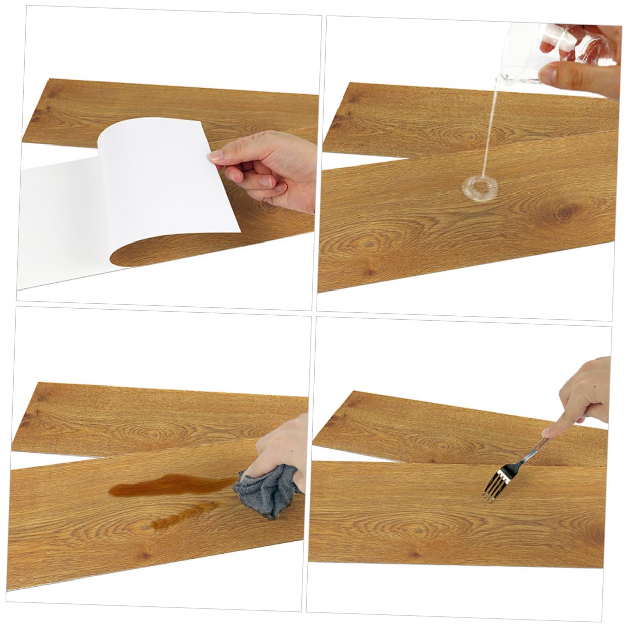 5pcs Rustic Wood Grain Floor Stickers Self Adhesive Decals for Living Room Bedroom Kitchen Office Easy to Cut