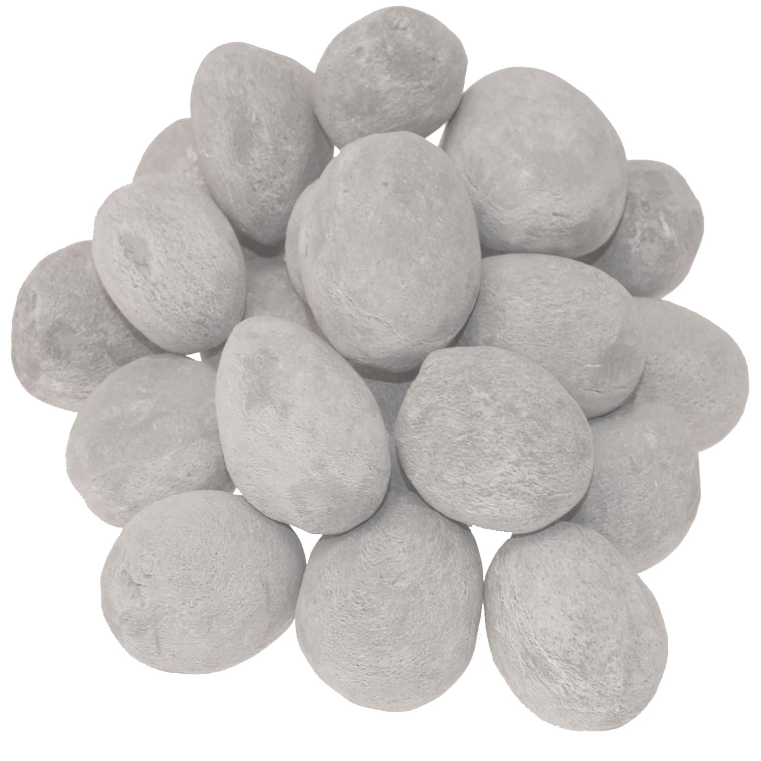 Set di 24 pietre in ceramica bianche, bruciatore al bioetanolo per caminetto Gel grigio Decanter ciotola da tavolo per il fuoco