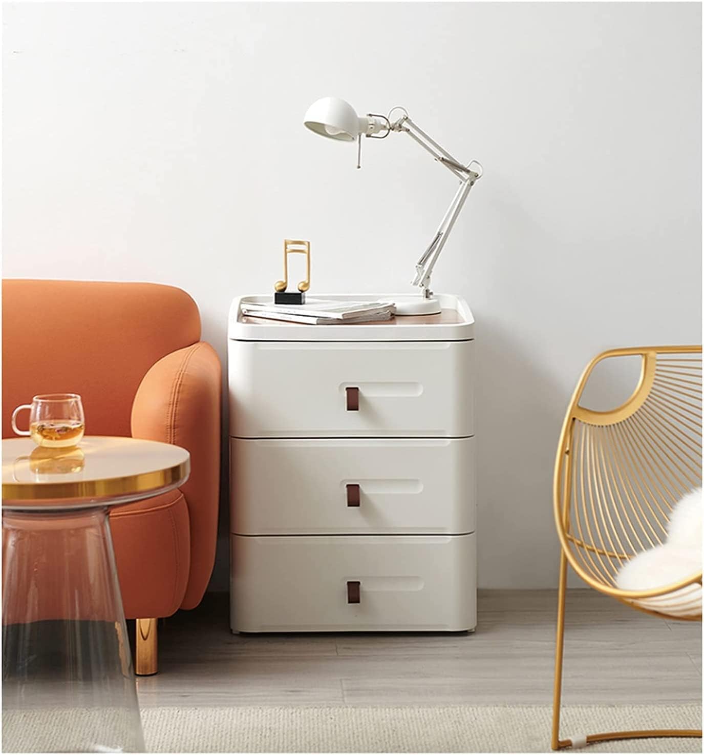 in Life Japanese Style Bedside Table White, Small Drawer Type Nightstand for Bedroom, Simple