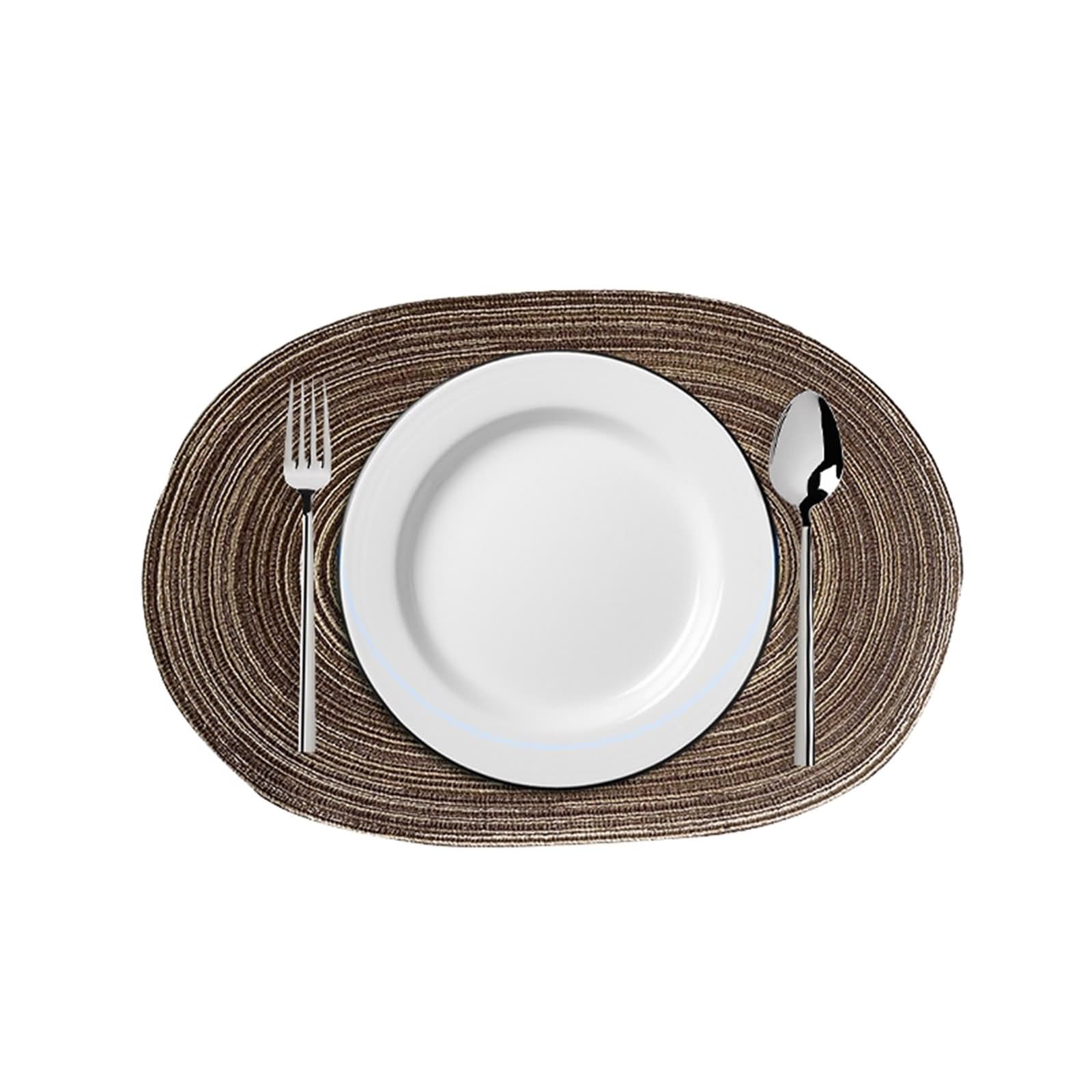 Lot de 6 Dessous de Table Moderne 35x50cm, Set de Table Scandinave Motif Tissé Polyester Café