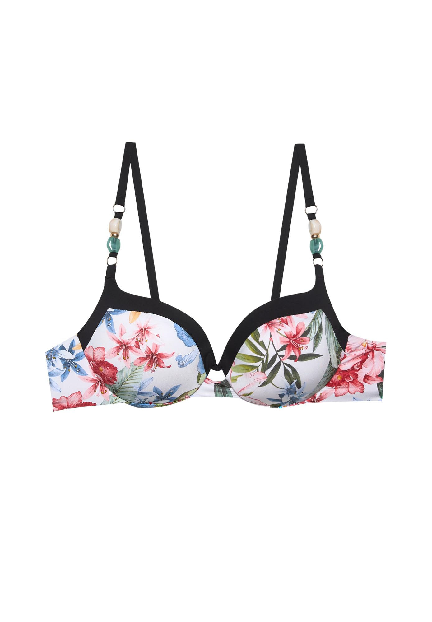 YAMAMAY - Bikini Parte Alta, Modello Balconcino con Ferretto e Coppe Preformate, Donna, Tahiti, Multicolore, Stampa Floreale