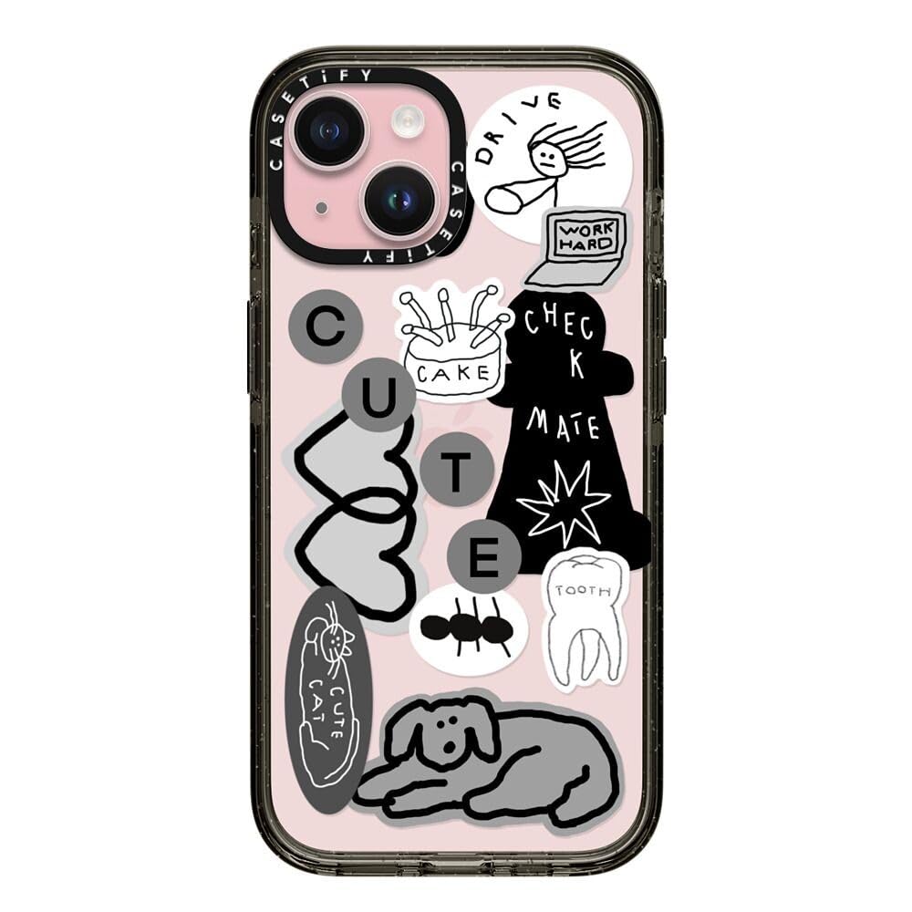 CASETiFY Impact iPhone 15 Case [4X Military Grade Drop Tested / 8.2ft Drop Protection] - INAP Sticker 01 - Clear BlackClimatePartner certified