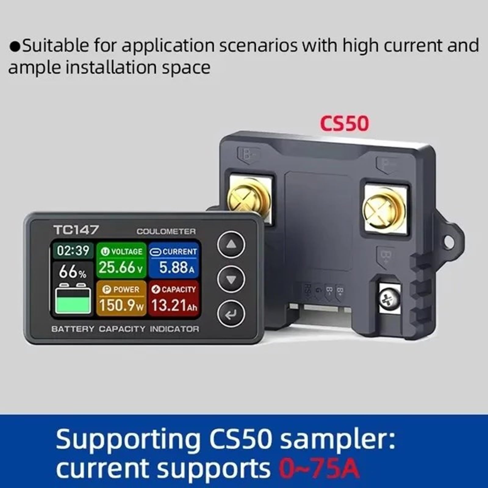 Testeur de batterie multifonction avec mode veille, luminosité automatique pour la puissance actuelle, mesure d'énergie, écran couleur, compteur de batterie Coulomb
