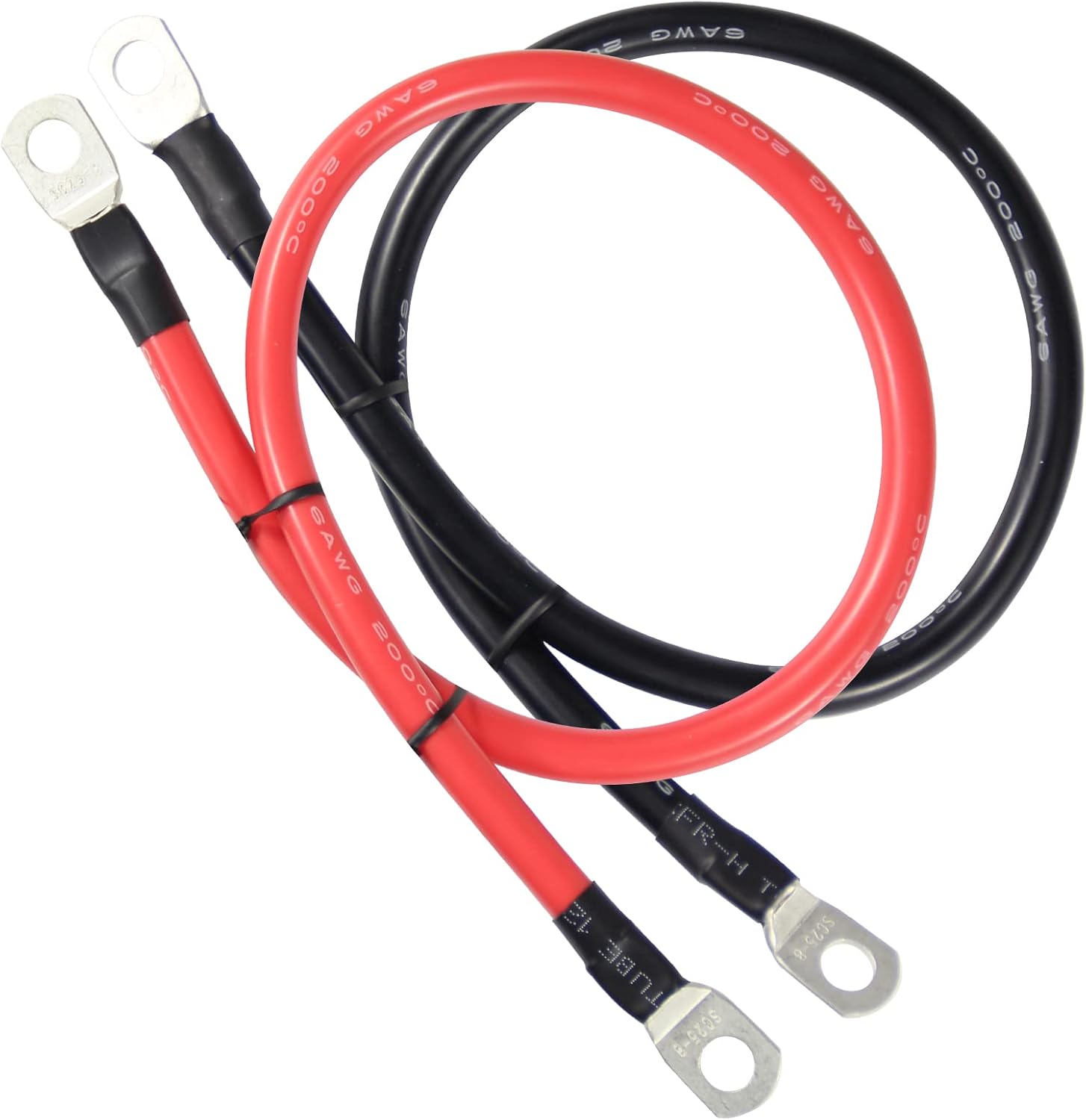 20 Inches 6AWG RV Battery Cables Set 6 Gauge Marine Grade Battery Cables, Silicone