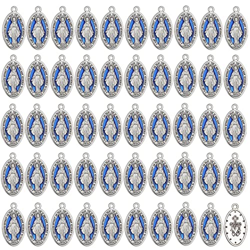 diyalo Medalla de Nuestra Señora/San Benedicto/Crucifijo Cruz Colgante para DIY Rosario Collar Joyería Fabricación de Cuentas de Oración Parte, 1.8x0.9cm, Metal, No es una piedra preciosa
