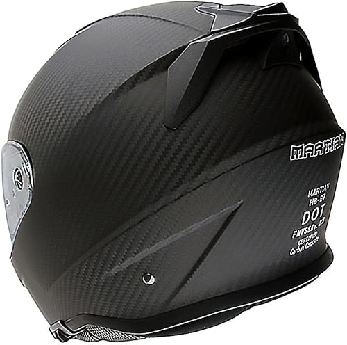 Miniatura 5 de Martian Casco integral de fibra de carbono auténtica, color negro, aprobado por DOT