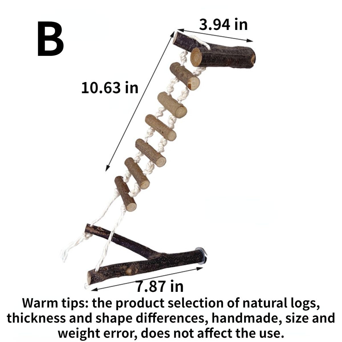 Bird Cage Swing with Y-Shaped Perch Bird Toy Pendants Wooden Playground Parrot Hanging Standing Platform Play Stand for Lovebirds, Parakeet, Conures, Budgies, Cockatiels and Other Small Animals (B)