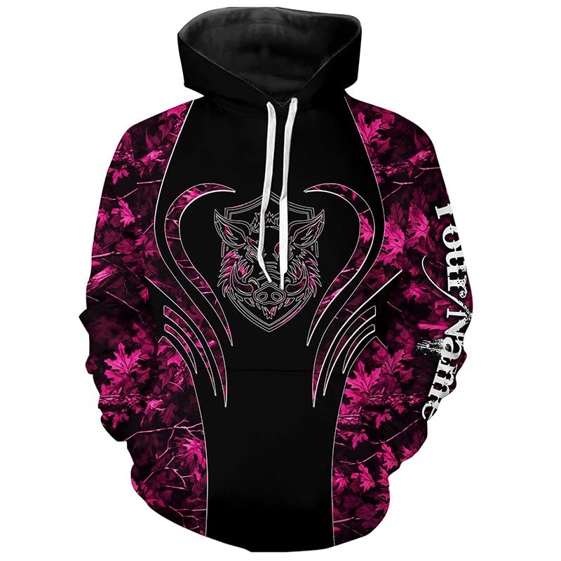 Wild Boar Hunting Tattoo Pink Girl camo Custom Name 3D All Over Printed Shirts, Leggings3