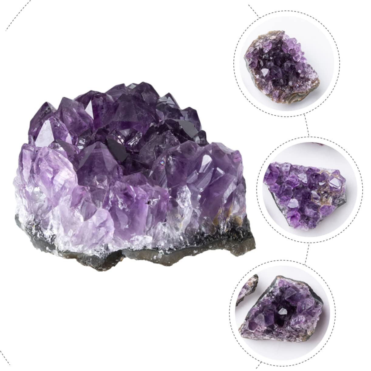 4 Sätze Amethyst Schmuckzubehör Kristalle Unregelmäßiger Edelstein Ornament Cluster Dekoration Natürlicher Amethyst Bergkristall Bastelmaterial Quarzkristall 2 Stück * 4