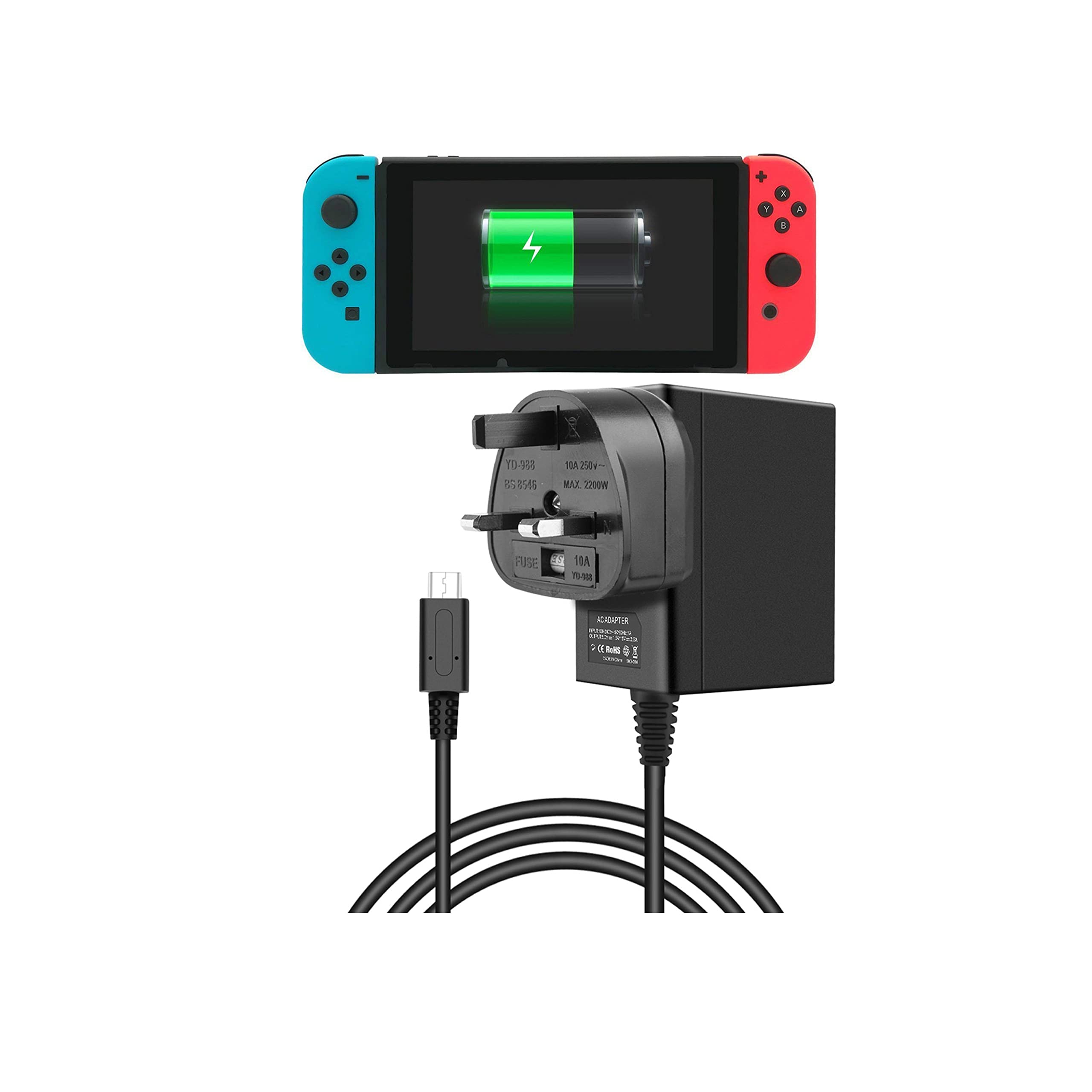 LabTEC Switch Charger for Switch Game Console Switch Lite, 15V 2.6A USB-C Type-C AC Power Adapter Fast Charging with 4ft Cable, Supports TV Mode and Dock Station