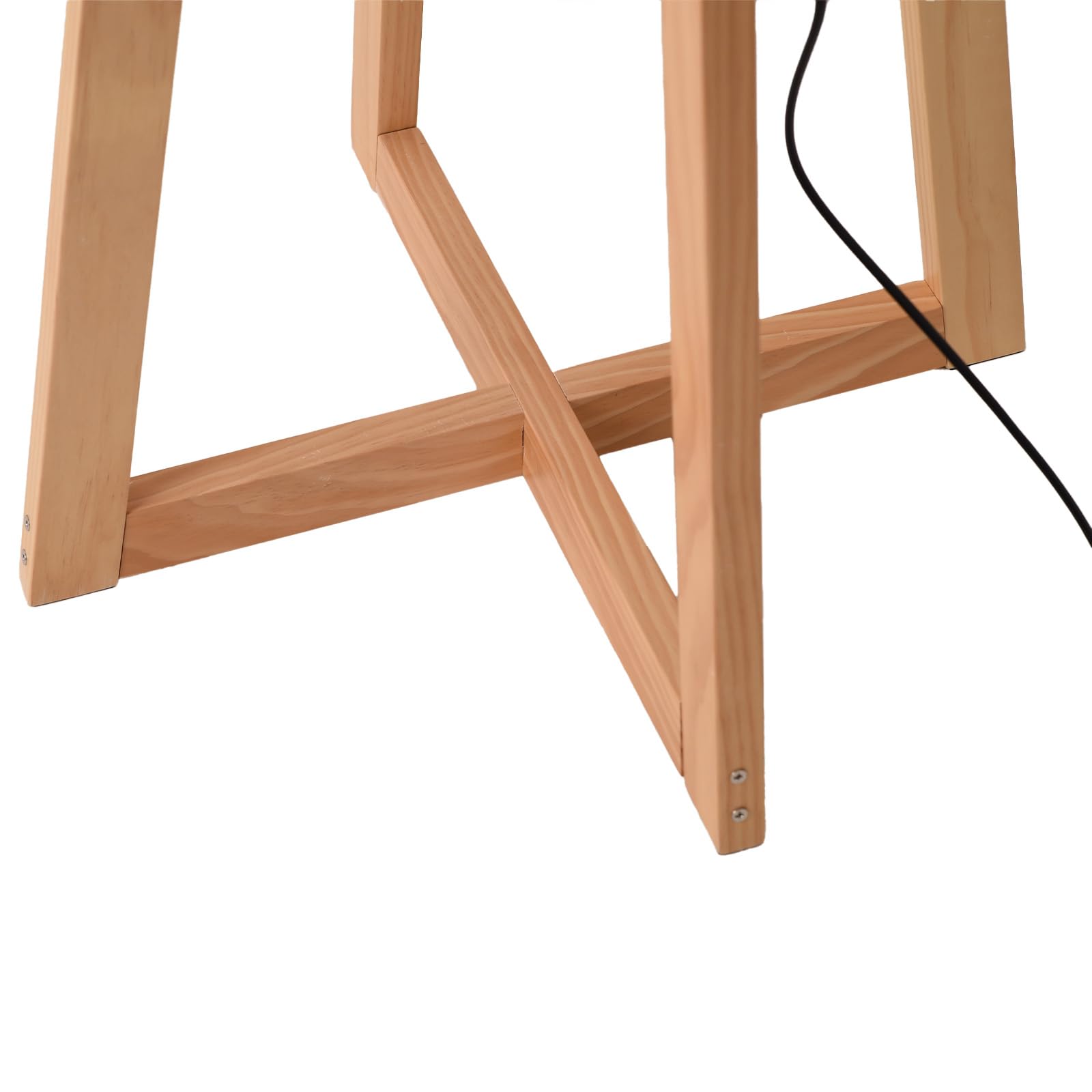Alpinaluz Lámpara de Pie de Madera Natural con Pantalla Textil Blanca Ø43 cm, Casquillo E27, 149 cm, Estilo Nórdico y Escandinavo para Salón, Dormitorio, Comedor u Oficina