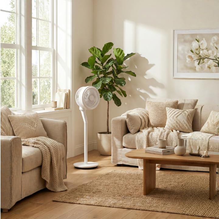 Image of oltao Bora Super Silent Pedestal Fan with Remote, Wide Angle Oscillation, Feather Touch Panel, Long Air Throw & Timer, Adjustable Height 2026